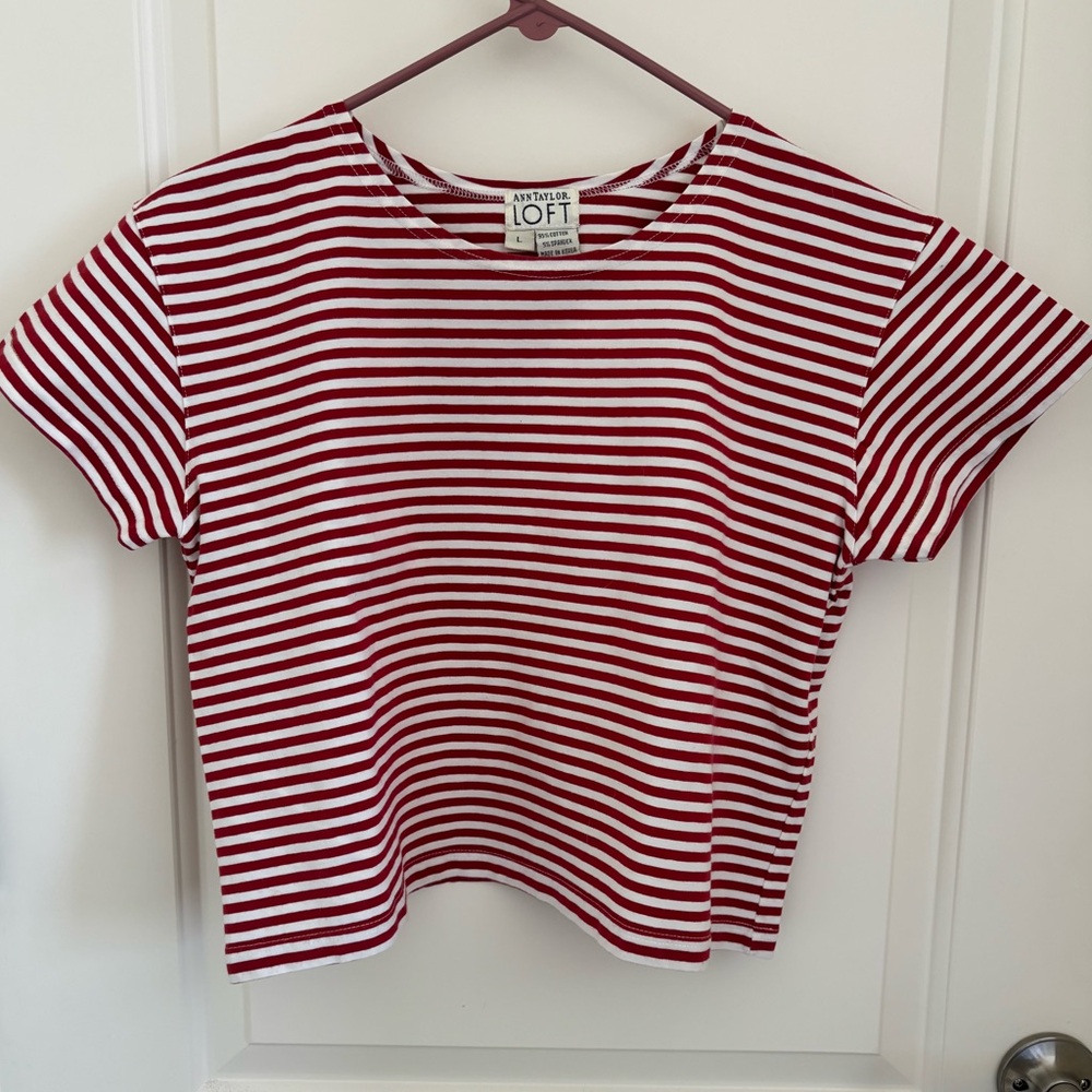 Ann Taylor LOFT red striped top